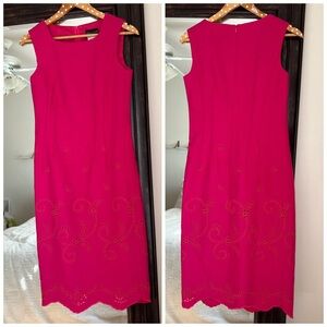 Rena Lange Pink Scallop Embroidered Dress